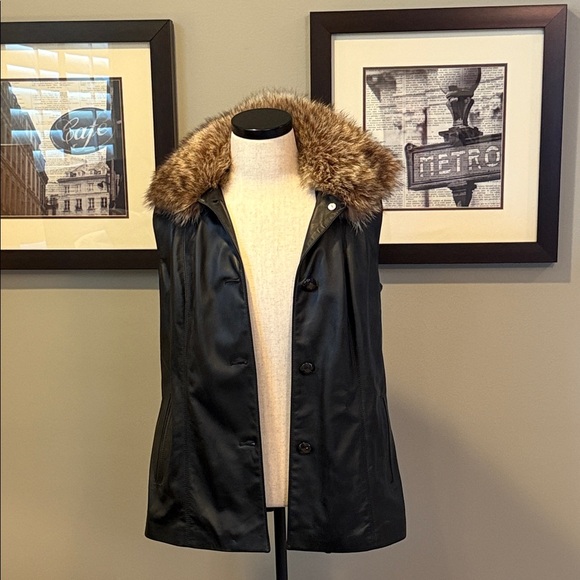 Saks Fur Department Custom Made Leather and Fur Vest - Picture 1 of 4
